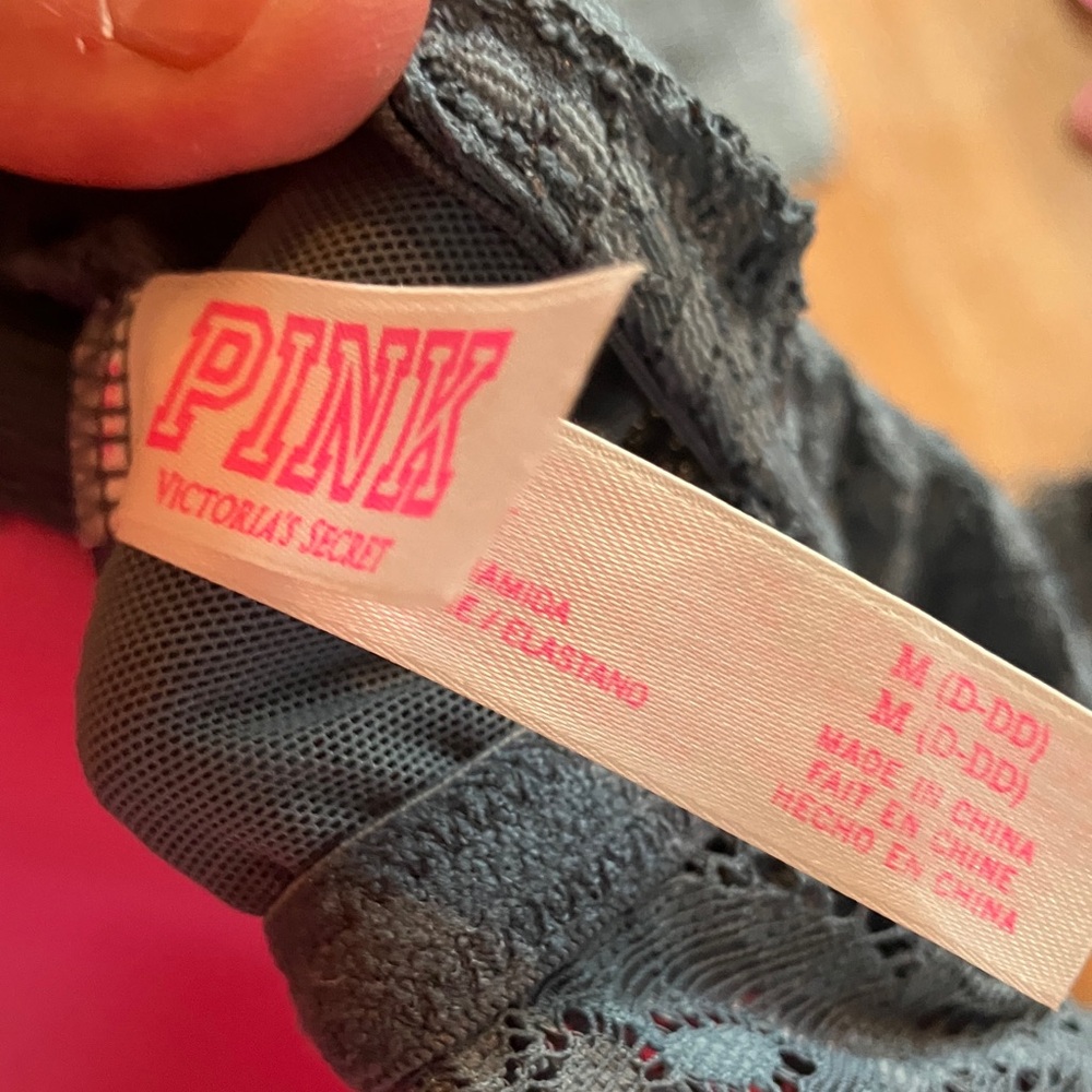 PINK Victoria's Secret Dusty Blue Lace High-Neck Bralette - Picture 4 of 7
